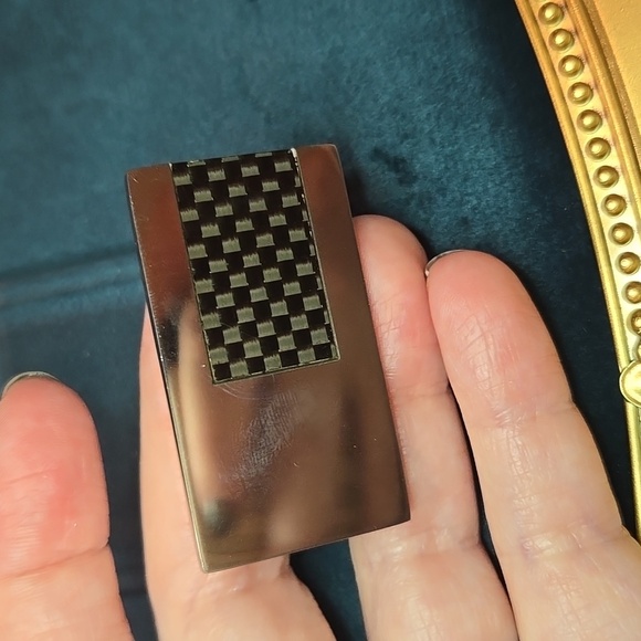 Silver and Black Checkered Stainless Steel Money Clip Brand New - Picture 5 of 6